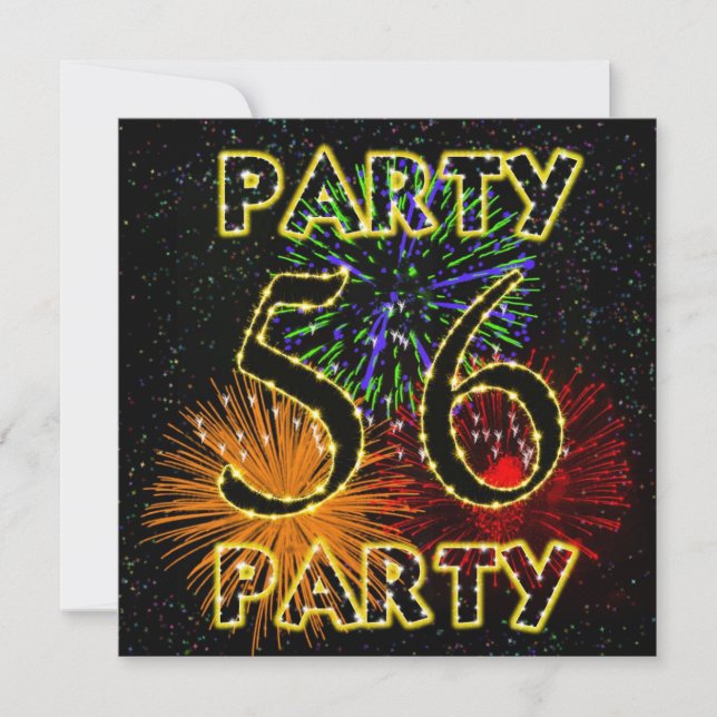 Invitation 56e anniversaire avec feu d'artifice (Devant)