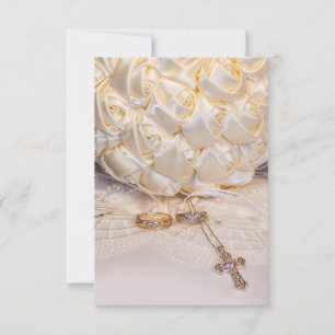 Invitation 5807-Bouquet avec Anneaux et Croix