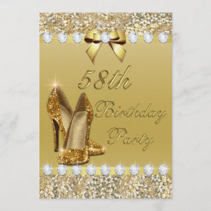 Invitation 58e anniversaire Classy Gold Heels Sequins Diamond