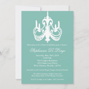 Invitation 5 lustre 7x7 sucré 16 partie anniversaire Invitati