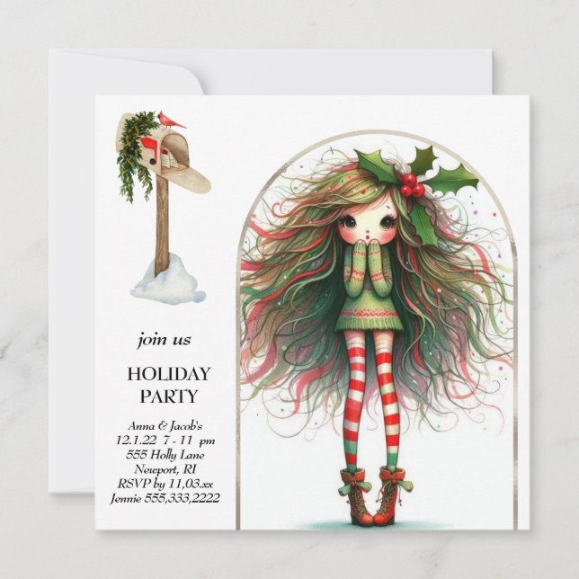 Invitation *~* 5 mignonne AP97 femme douce Elf debout (Devant)