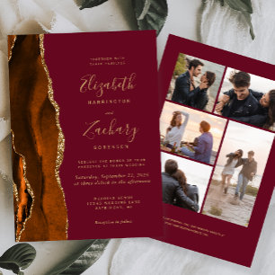 Invitation 5 Photo Burnt Orange Or Agate Mariage Bourgogne