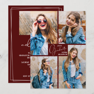 Invitation 5 Photo Collage Fête de Remise des Diplômes Marron