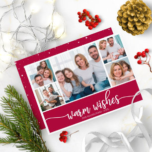Invitation 5 Photos Collage Vœux Chaleureux Noël Simple