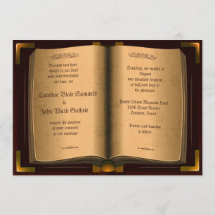 Invitation *5" x 7" mariage en cuir vintage antique de livre