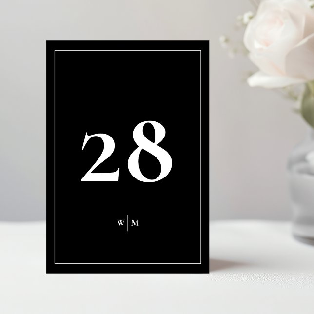 Invitation 5 x 7 White Frame Black Wedding Table Numbers (Créateur téléchargé)