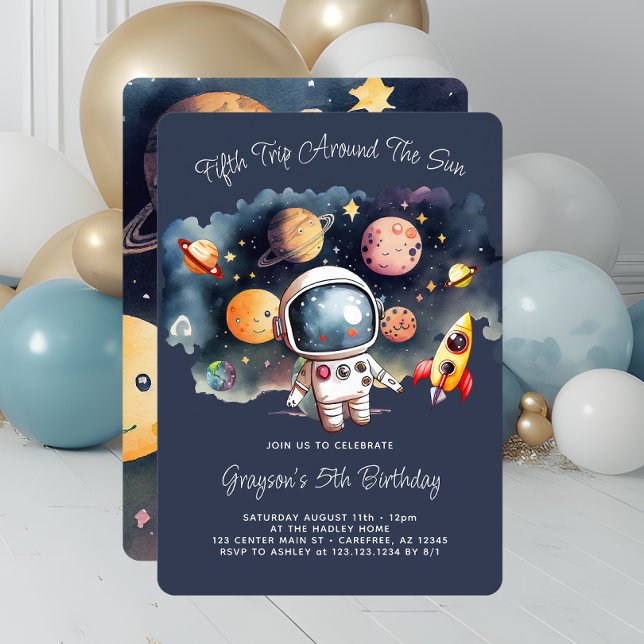 Invitation 5e anniversaire de la fête Planètes d'extérieur (Créateur téléchargé)