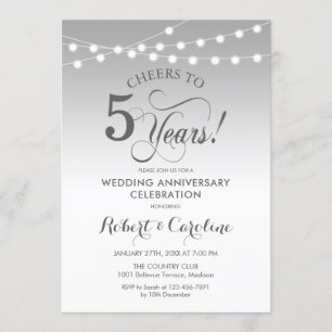Invitation 5e anniversaire de mariage - Argent Blanc