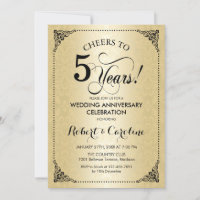 5e anniversaire de mariage - Damassé noir or