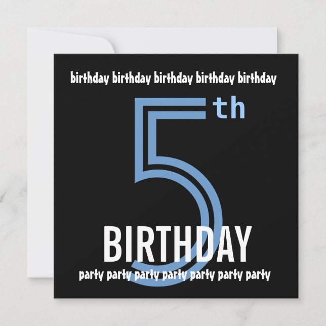 Invitation 5e anniversaire du Modern Blue and Black W689E (Devant)