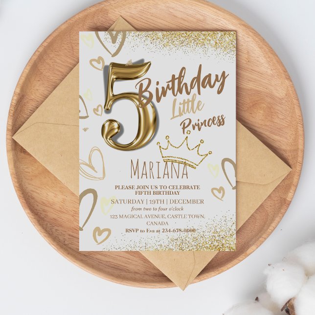Invitation 5e Cool de la Parties scintillant d'or Little Prin (Créateur téléchargé)