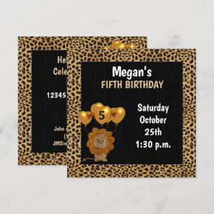 Invitation 5e fête d'anniversaire en Golden Cheetah Imprimer