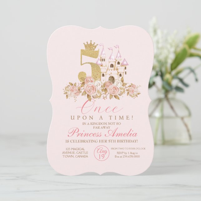 Invitation 5ème Anniversaire de la mignonne rose Golden Princ (Debout devant)