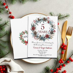 Invitation 5ème anniversaire de mariage Bois Hiver