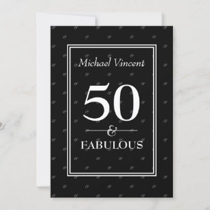 Invitation 5O et Fabulous noir et blanc moderne Anniversaire