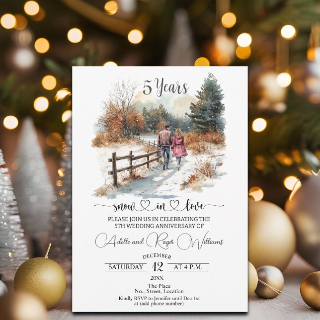 Invitation 5th Wedding Anniversary Winter Landscape Romantic (Créateur téléchargé)