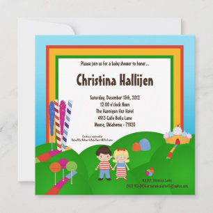 Invitation 5x5 Baby shower de crème glacée Candy Land Invitat