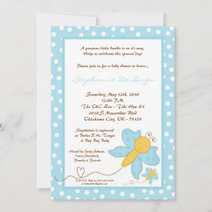 Invitation 5x7 Baby shower à papillon bleu printemps Invitati