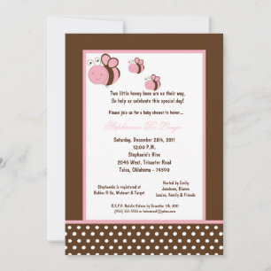 Invitation 5x7 Baby shower Brown d'abeilles de miel