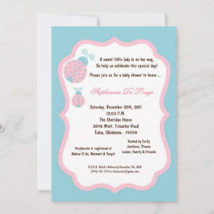 Invitation 5x7 Baby shower de bug bleu clair Lady