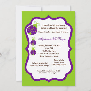 Invitation 5x7 Baby shower de bug vert électrique