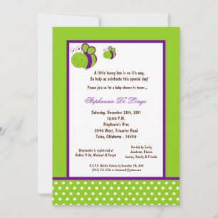 Invitation 5x7 Baby shower électrique vert miel abeille