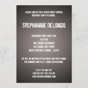 Invitation 5x7 Black DJ Spin Tourne-disque 16 Anniversaire In