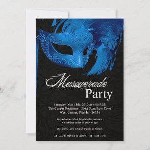 Invitation 5x7 Blue Masquerade Sweet 16 Anniversaire Invitati