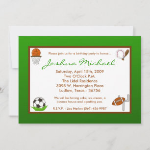 Invitation 5x7 Boy Sports Football Anniversaire Fête Invitati