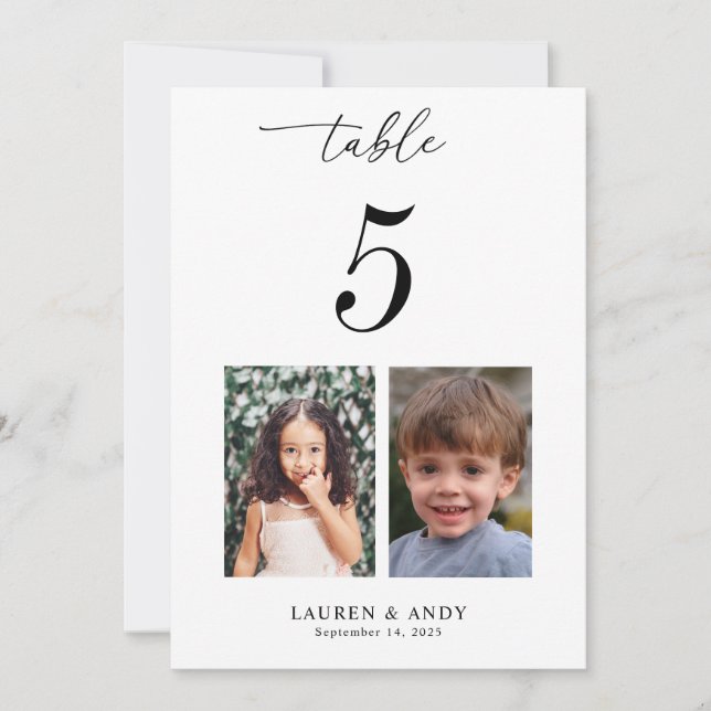 Invitation 5x7 Childhood Pictures Table Number 5 Wedding (Devant)