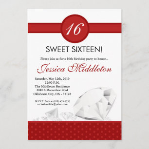 Invitation 5x7 Diamants Bijoux doux 16 Anniversaire Invitatio
