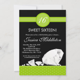 Invitation 5x7 Diamants Bijoux doux 16 Anniversaire Invitatio