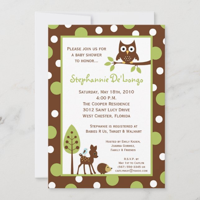 Invitation 5x7 Forrest Forrest Baby shower animal forestier I (Devant)