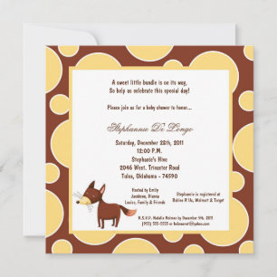 Invitation 5x7 Fox Pok-a-Dot Baby shower