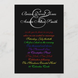 Invitation 5x7 Gay Mariage Rainbow LGBT Pride Document de bas