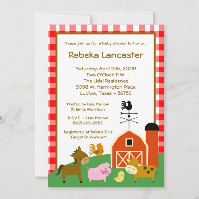 Invitation 5x7 - Invitation au Baby shower des ani (Devant)