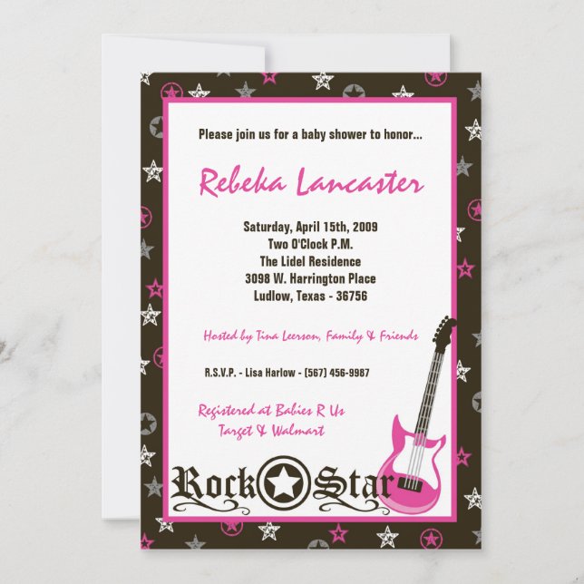 Invitation 5x7 - Invitation Baby shower Girl Rock  (Devant)