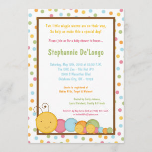 Invitation 5x7 JUMELLE l'invitation de baby shower de ver de