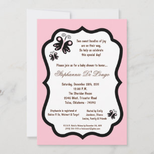 Invitation 5x7 Light Pink Butterfly Baby Shower