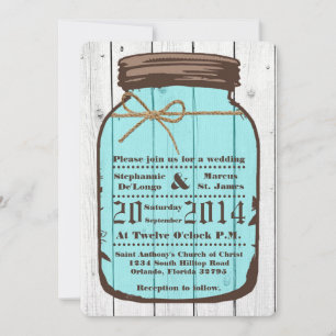 Invitation 5x7 Mason Jar Mariage campagnard de lavage en bois