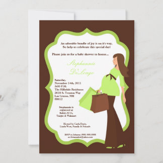 Invitation 5x7 Modern Mod Maman Shopping Baby shower Invitati