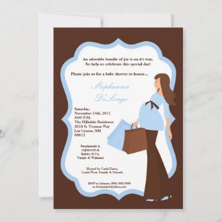 Invitation 5x7 Modern Mod Maman Shopping Baby shower Invitati