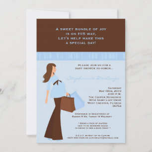 Invitation 5x7 Modern Mod Maman Shopping Baby shower Invitati