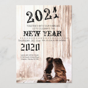 Invitation 5x7 Nouvel An L'Invitation Boots Country Rustic
