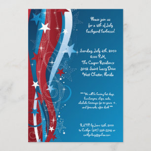 Invitation 5x7 Party quatrièmement 4 juillet l'invitation de
