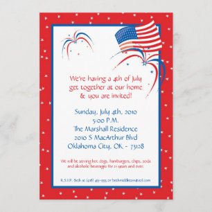 Invitation 5x7 Party quatrièmement 4 juillet l'invitation de