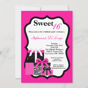 Invitation 5x7 Pink Zebra présente l'invitation de fête d'ann