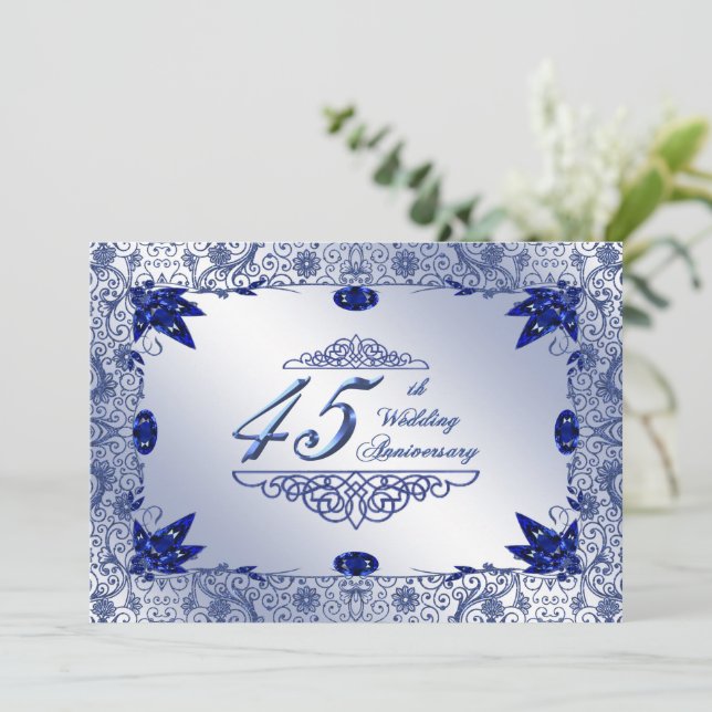 Invitation 5x7 pour les 45 ans de mariage Saphir (Debout devant)