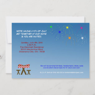 Invitation 5x7 Quatrième 4 juillet