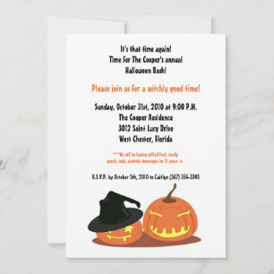 Invitation 5x7 Sorcière Citrouille Halloween Bash Party Invit